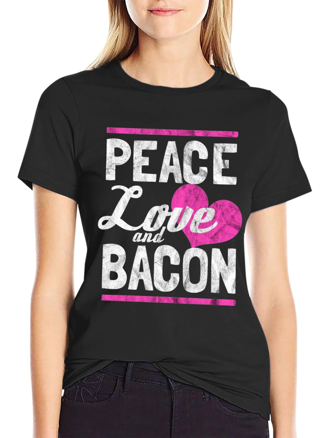 Peace Love and Bacon T-Shirt - Funny Foodie Tee