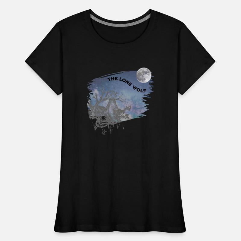 The Lone Wolf Drawing on Night Sky Rustic Letters