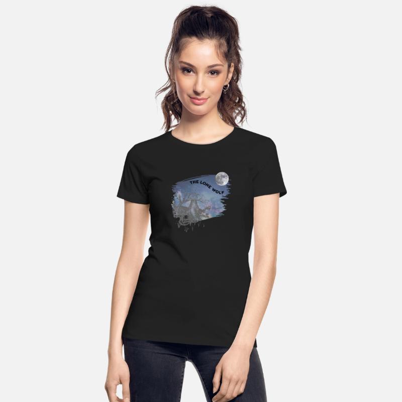 The Lone Wolf Drawing on Night Sky Rustic Letters