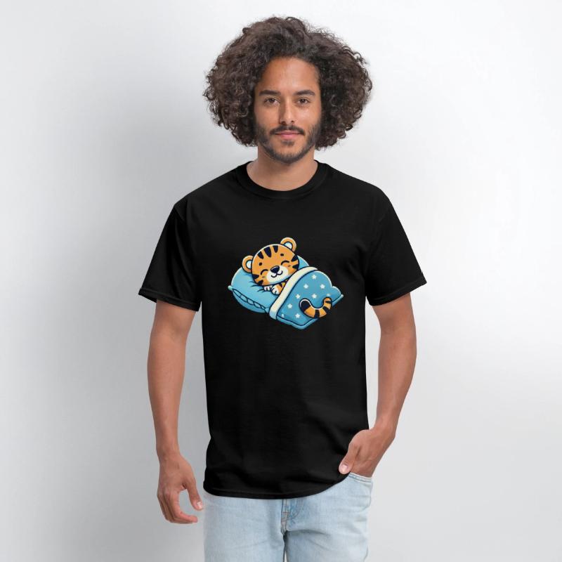 Tiger Sleeping In Bed At Night Time