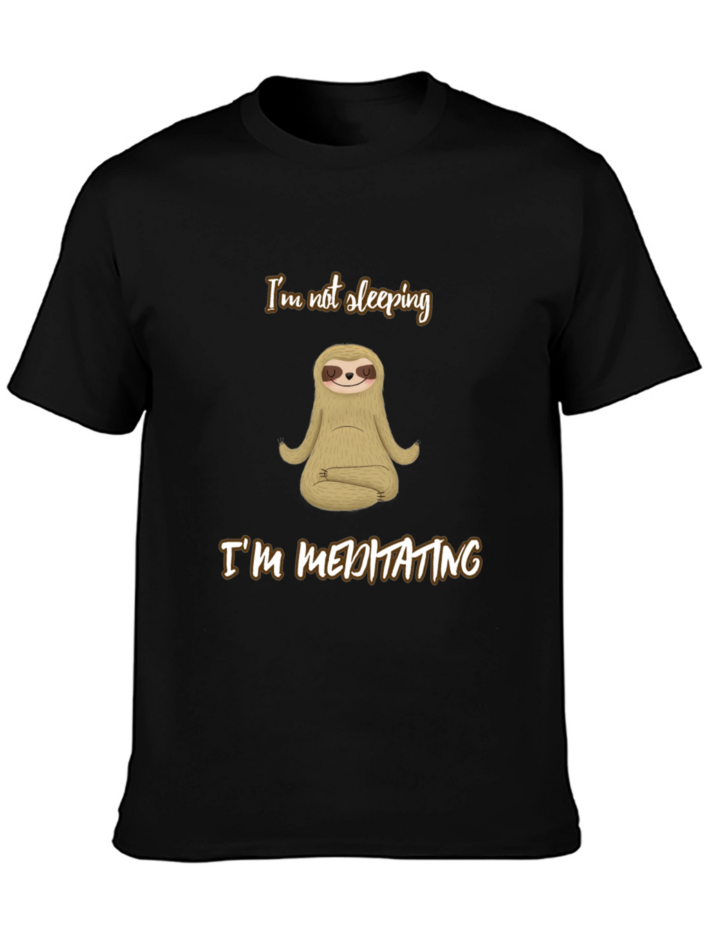 Meditating Sloth Graphic Tee - Relaxed Fit Black T-Shirt