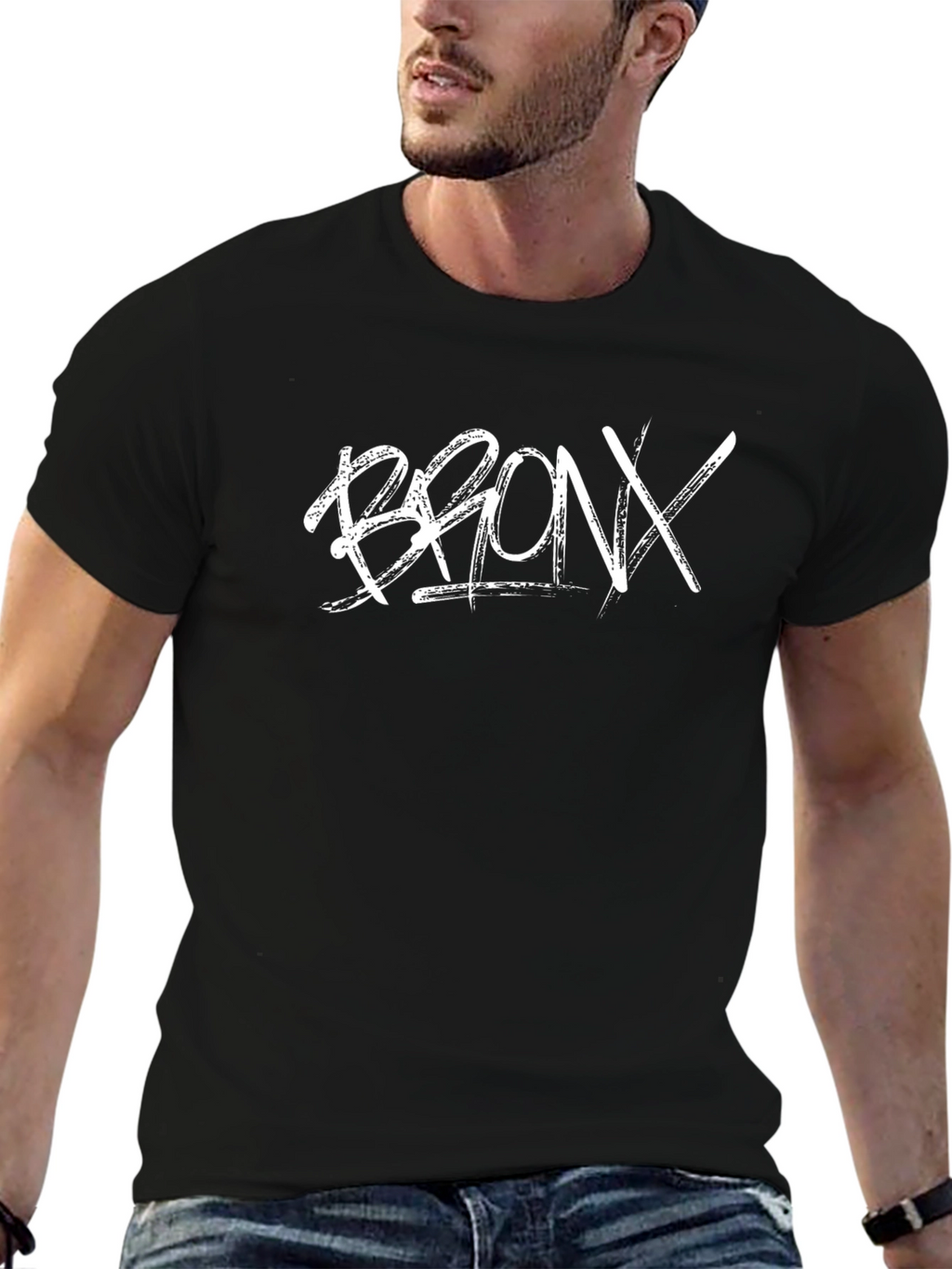 Bronx T-Shirt - Black Crew Neck Graphic Tee