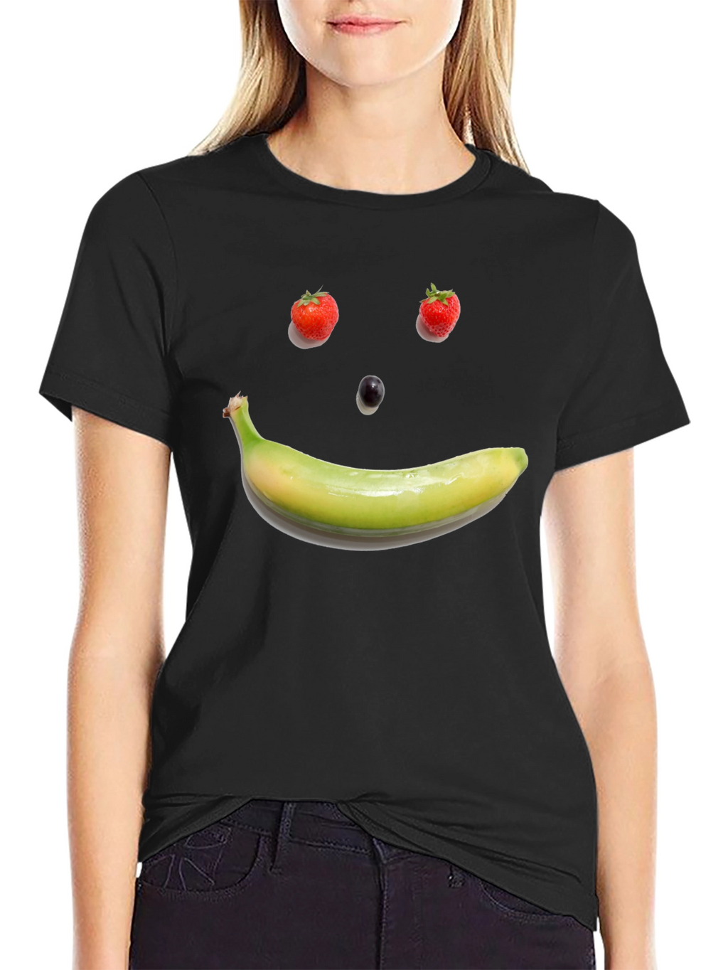 Fruit Face Graphic Tee - Black Cotton T-Shirt