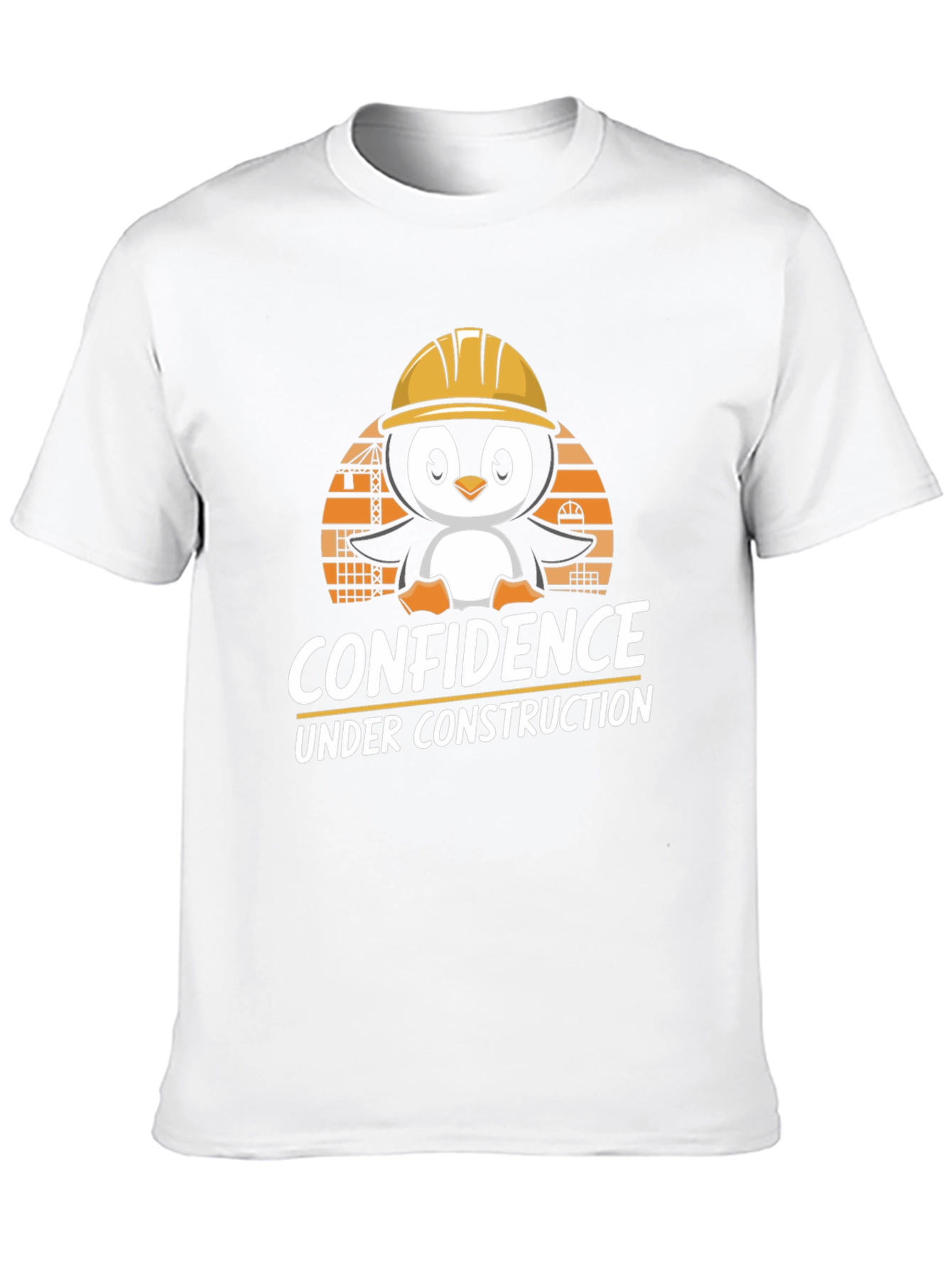 Confidence Under Construction T-Shirt: Penguin Builder Design