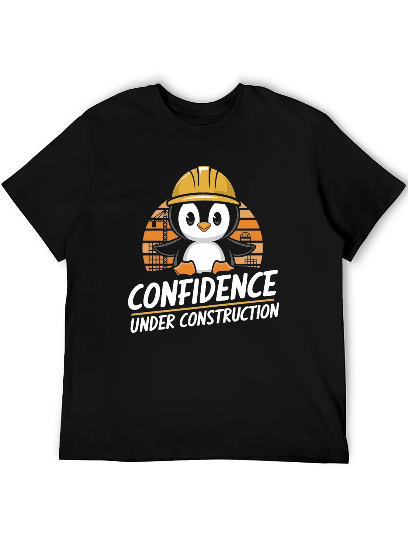 Confidence Under Construction T-Shirt: Penguin Builder Design