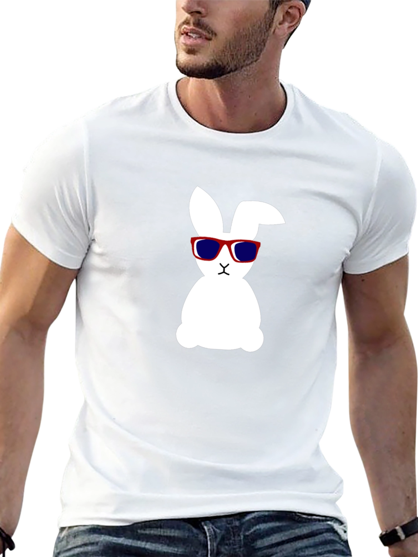 Cool Bunny Graphic Tee - Black Cotton Shirt