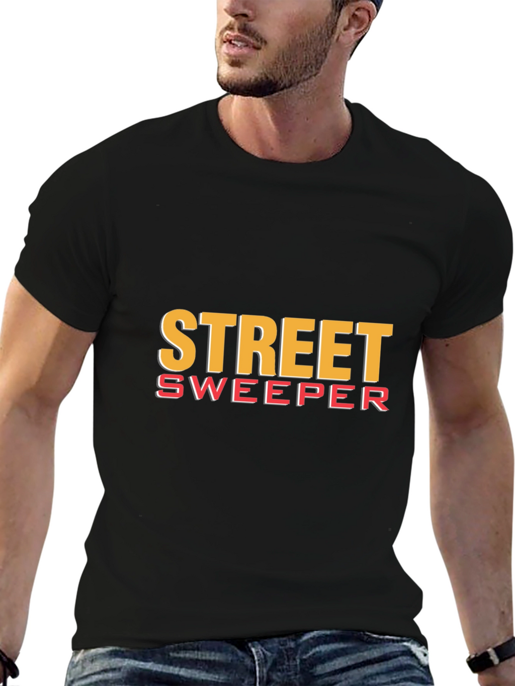 Street Sweeper Graphic Tee - Black Cotton T-Shirt
