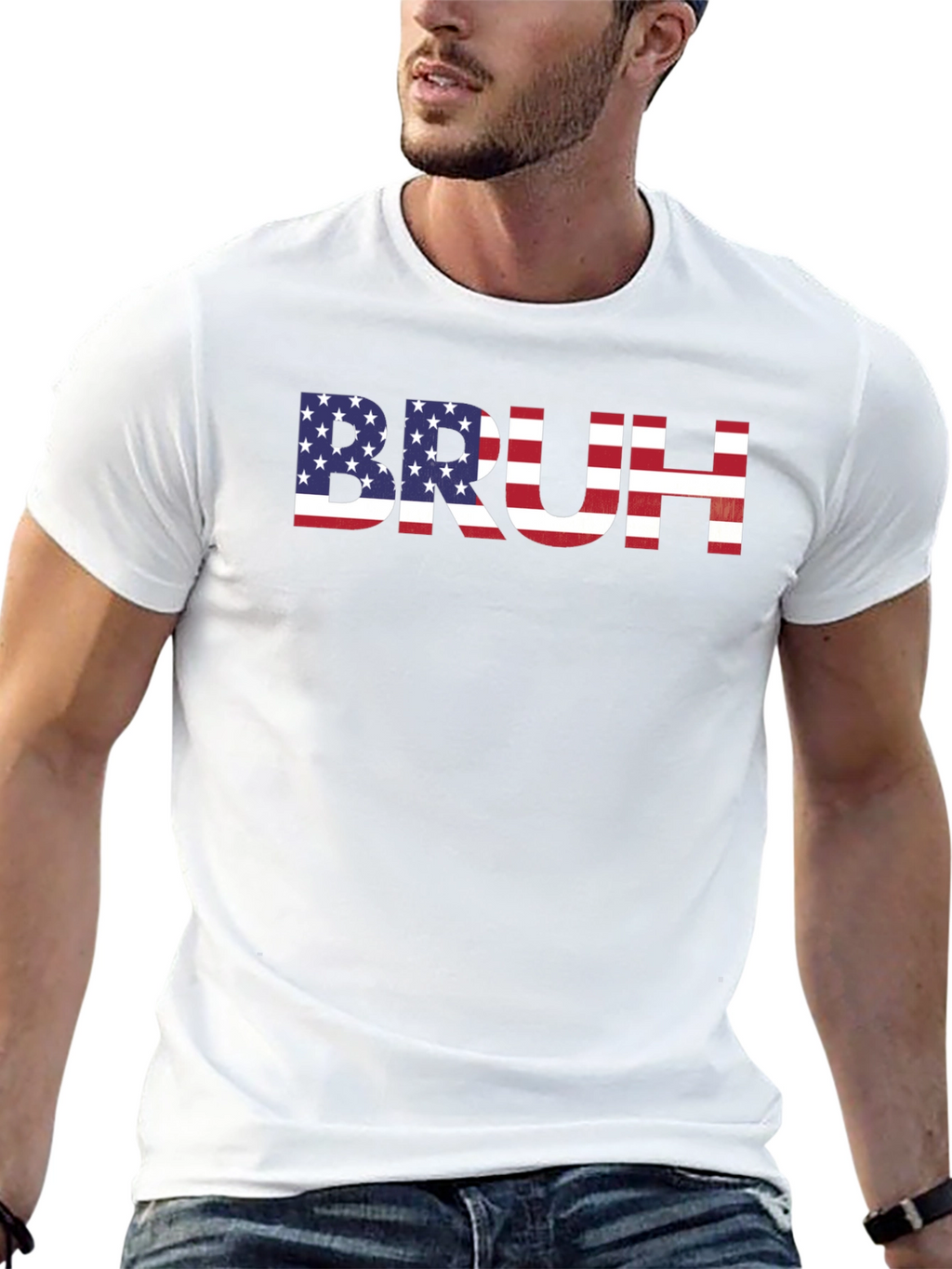 American Flag Bruh Graphic T-Shirt