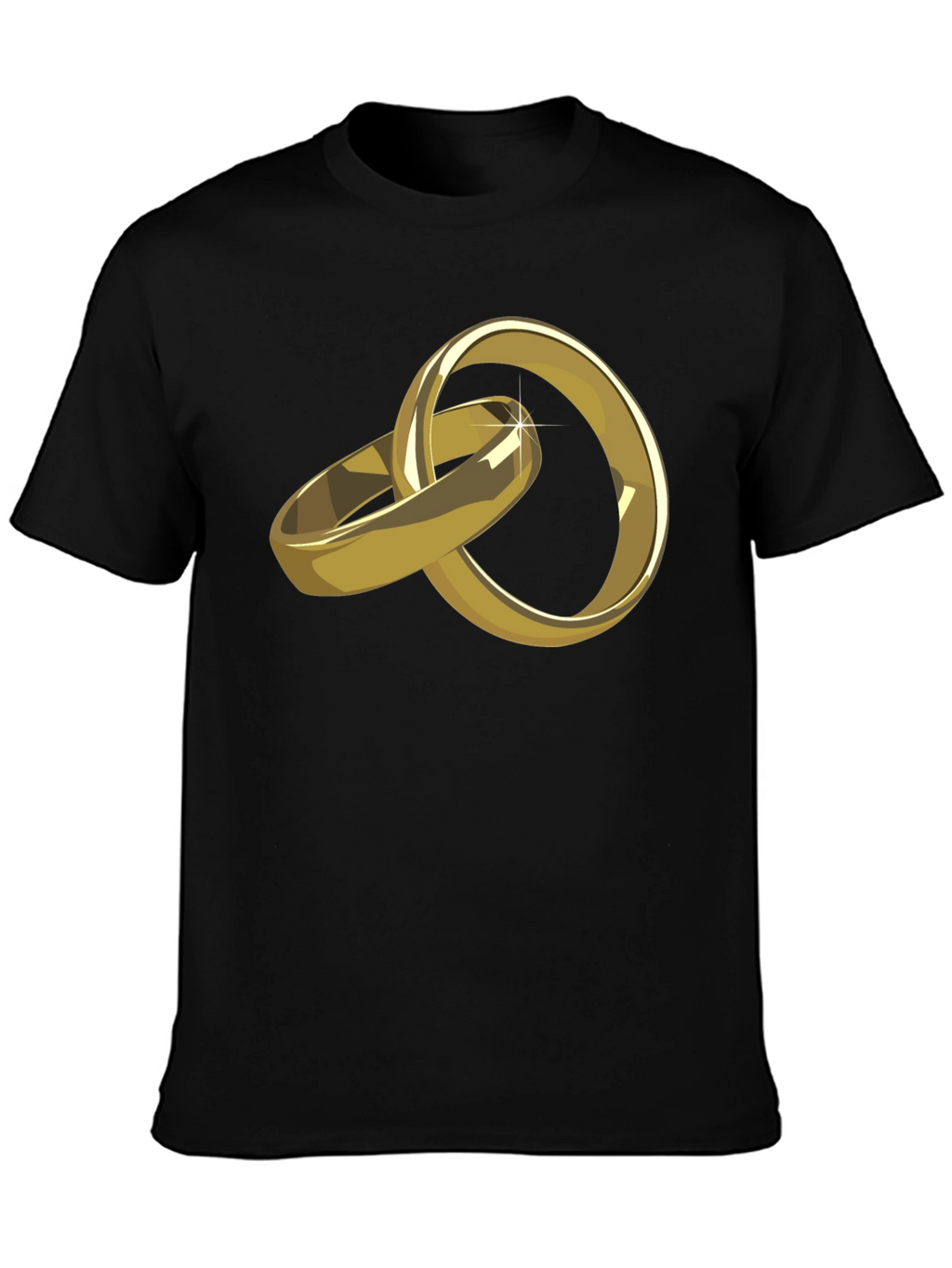 Gold Wedding Rings Graphic Tee - Stylish Black T-Shirt