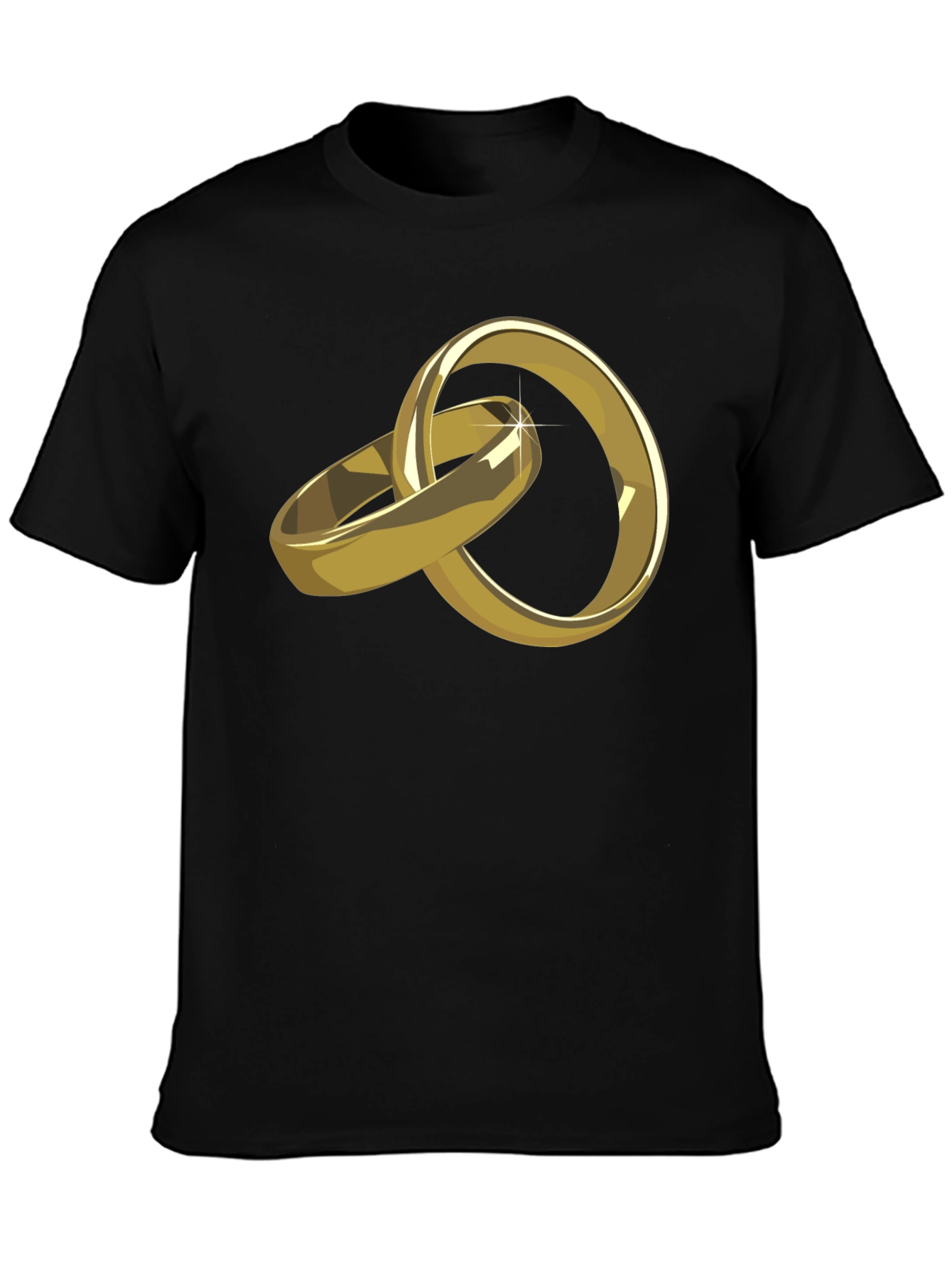 Gold Wedding Rings Graphic Tee - Stylish Black T-Shirt