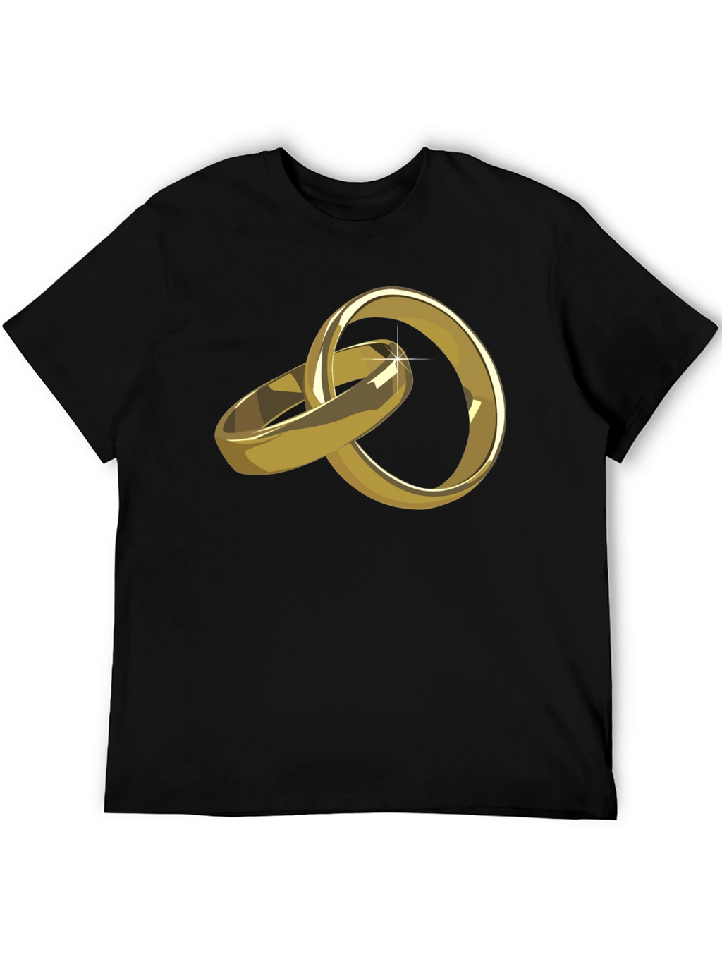 Gold Wedding Rings Graphic Tee - Stylish Black T-Shirt