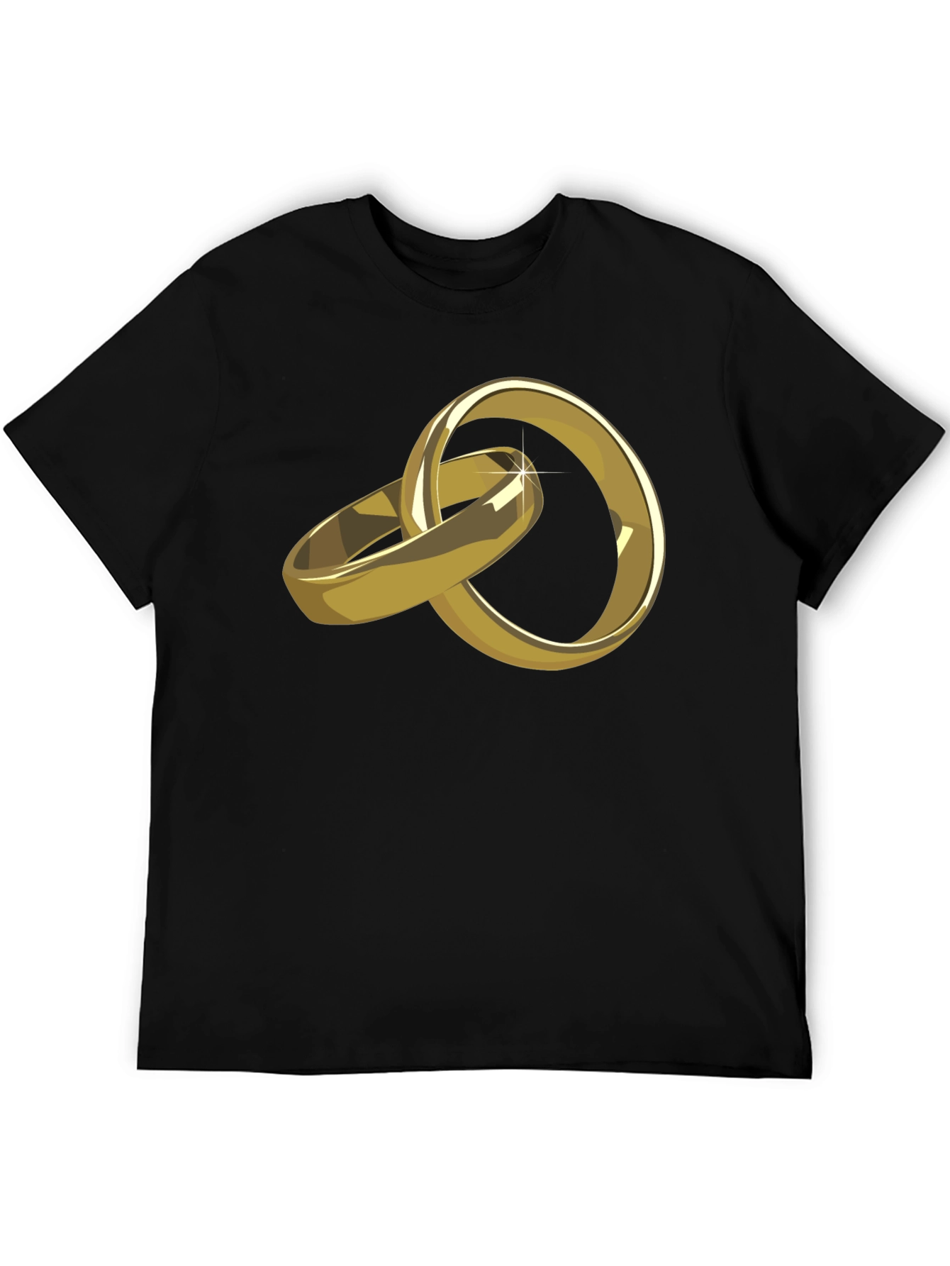 Gold Wedding Rings Graphic Tee - Stylish Black T-Shirt