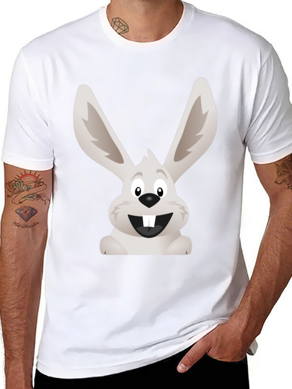 Funny Bunny Graphic Tee - Black Cotton T-Shirt