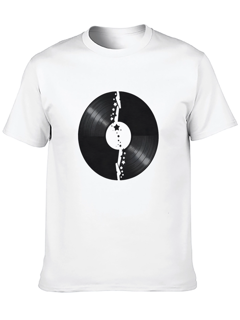 Vinyl Record Graphic Print Black T-Shirt