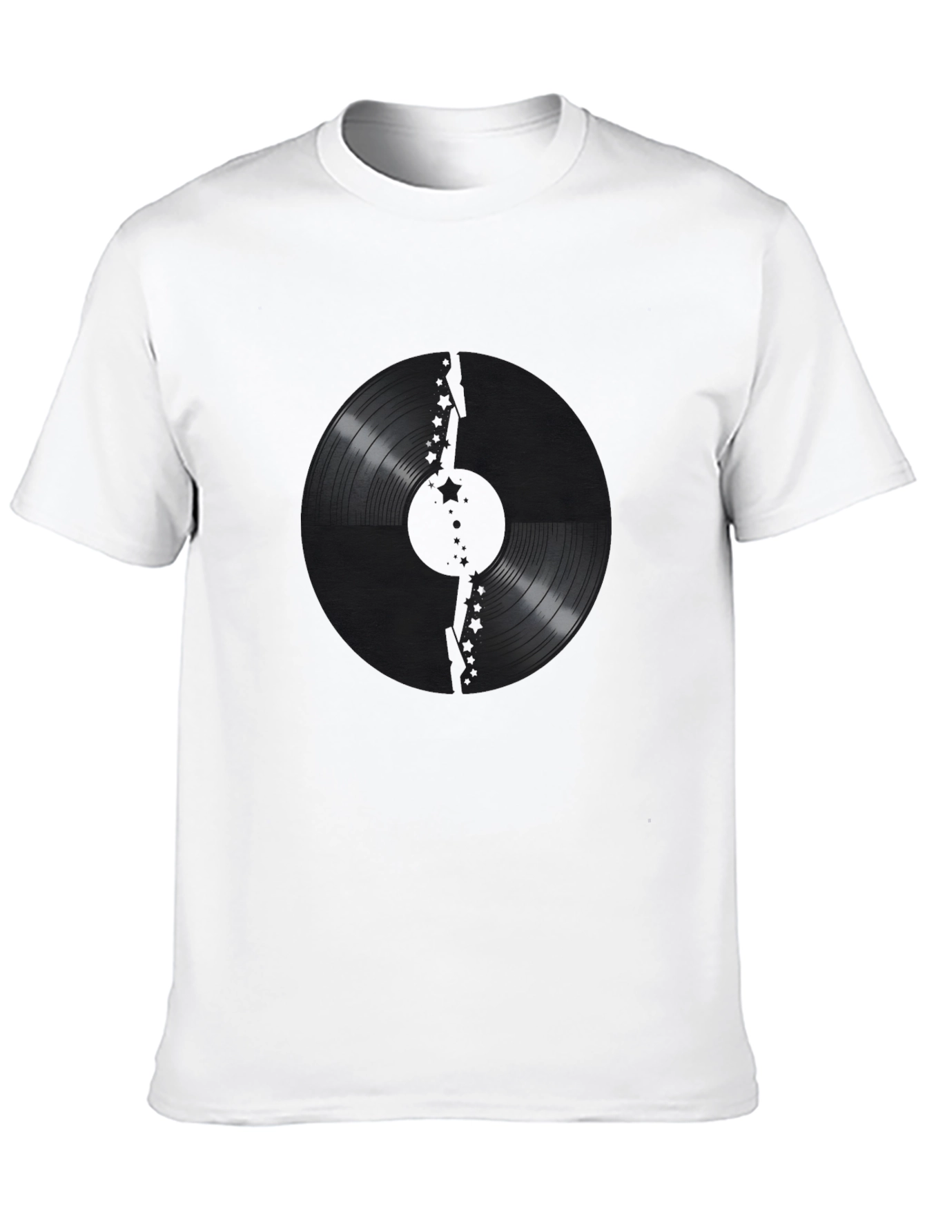 Vinyl Record Graphic Print Black T-Shirt