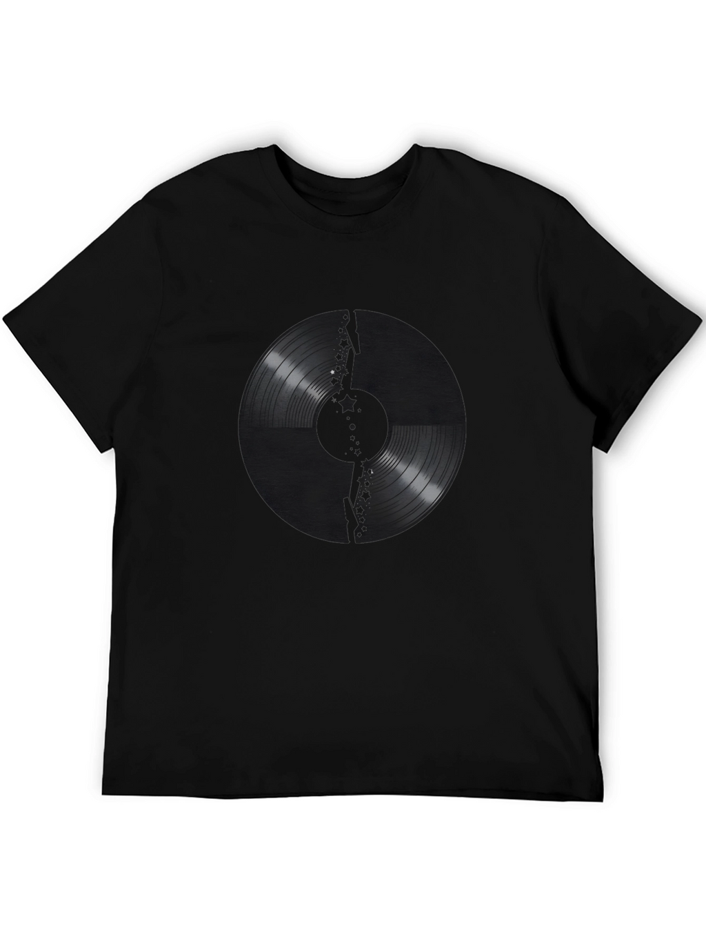 Vinyl Record Graphic Print Black T-Shirt