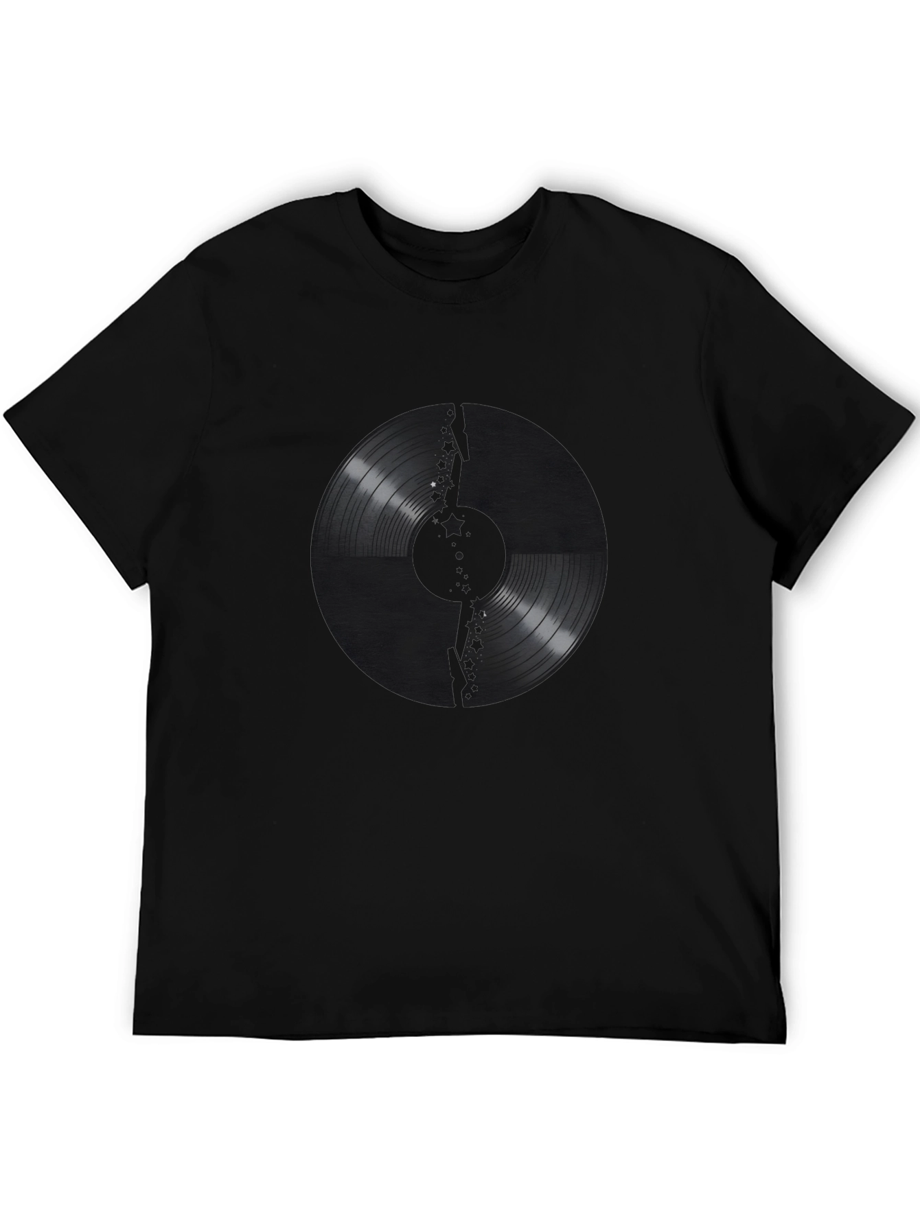 Vinyl Record Graphic Print Black T-Shirt