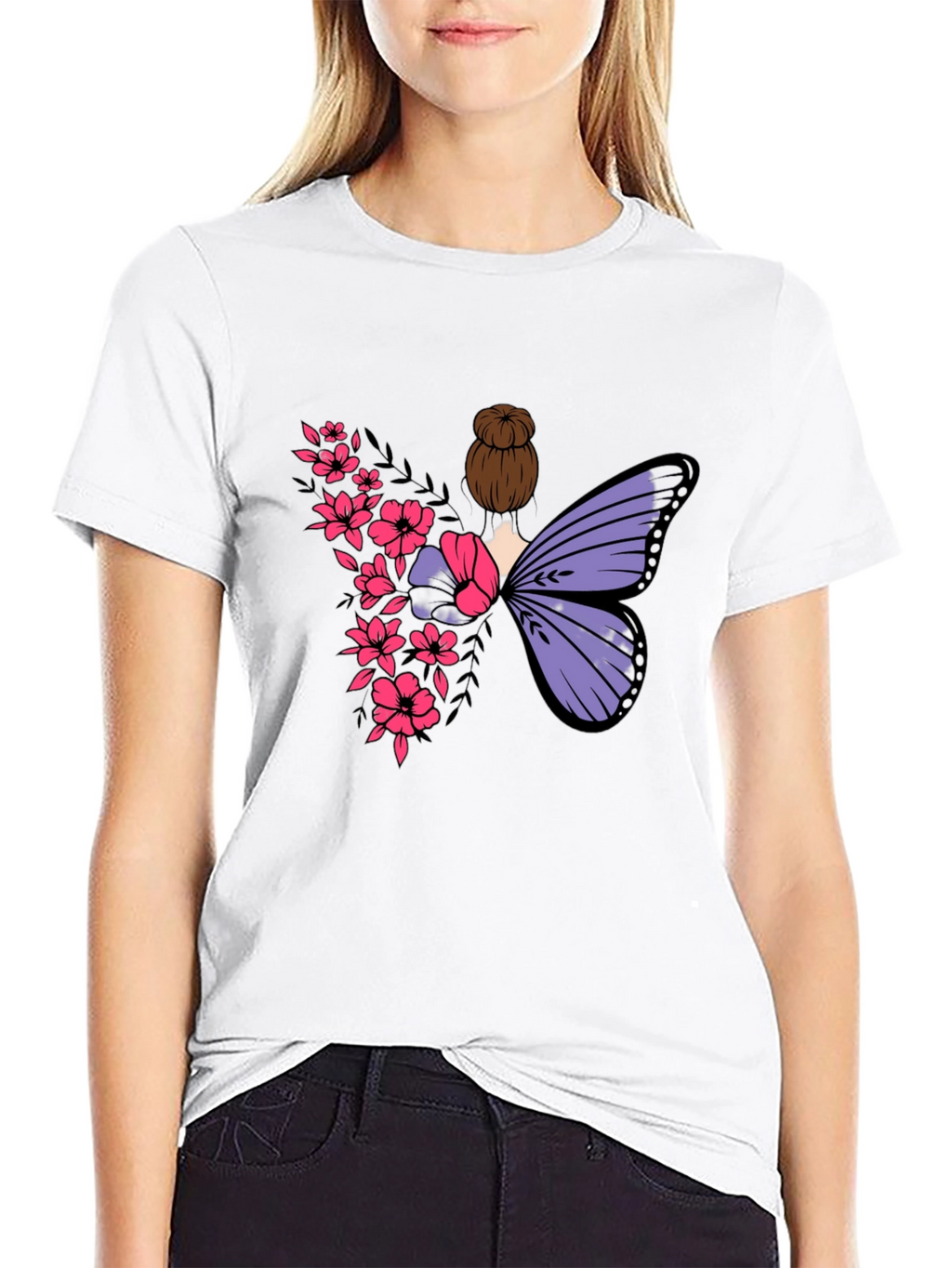 Butterfly Floral Graphic Tee - Mens Black T-Shirt