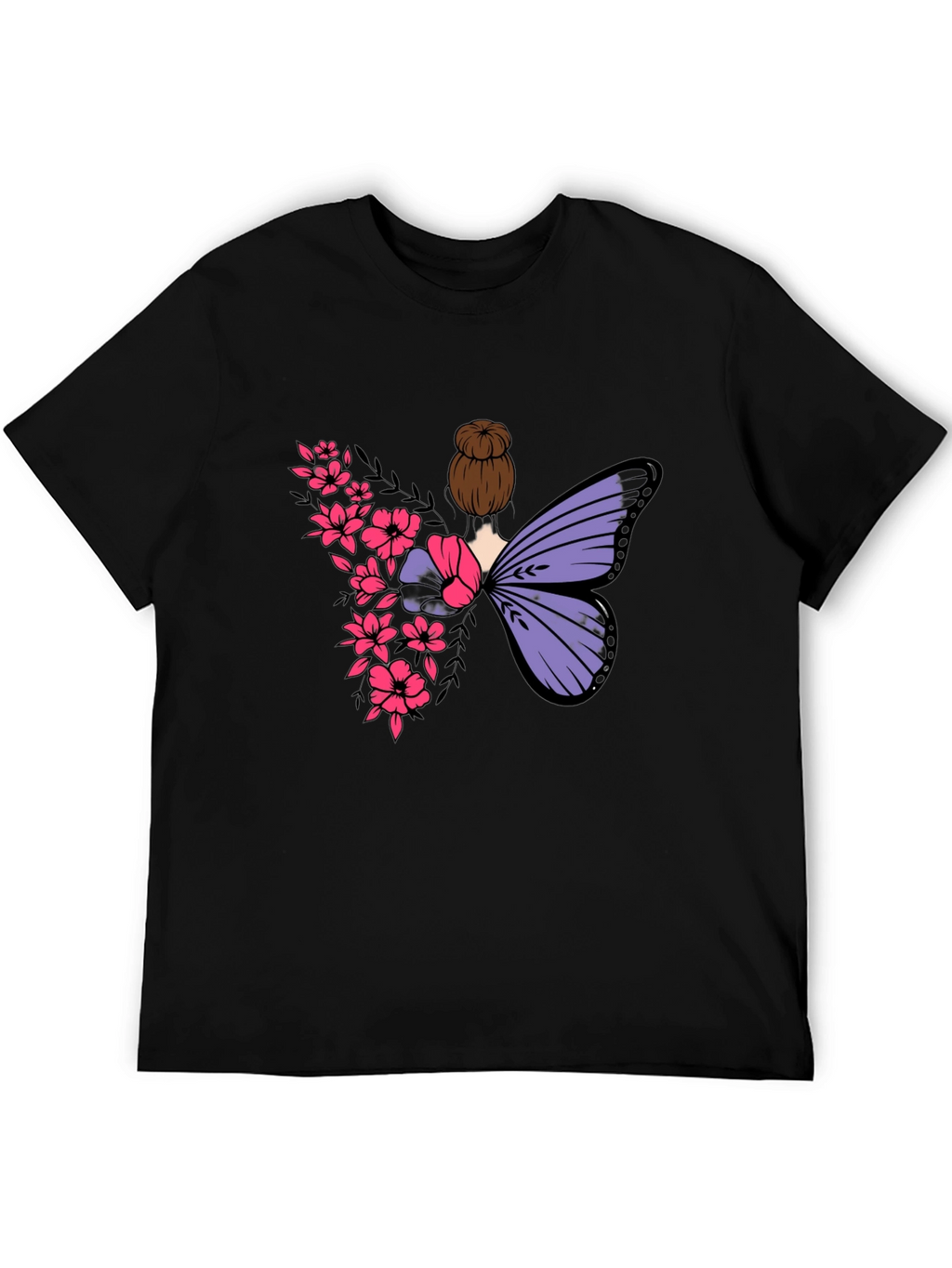 Butterfly Floral Graphic Tee - Mens Black T-Shirt