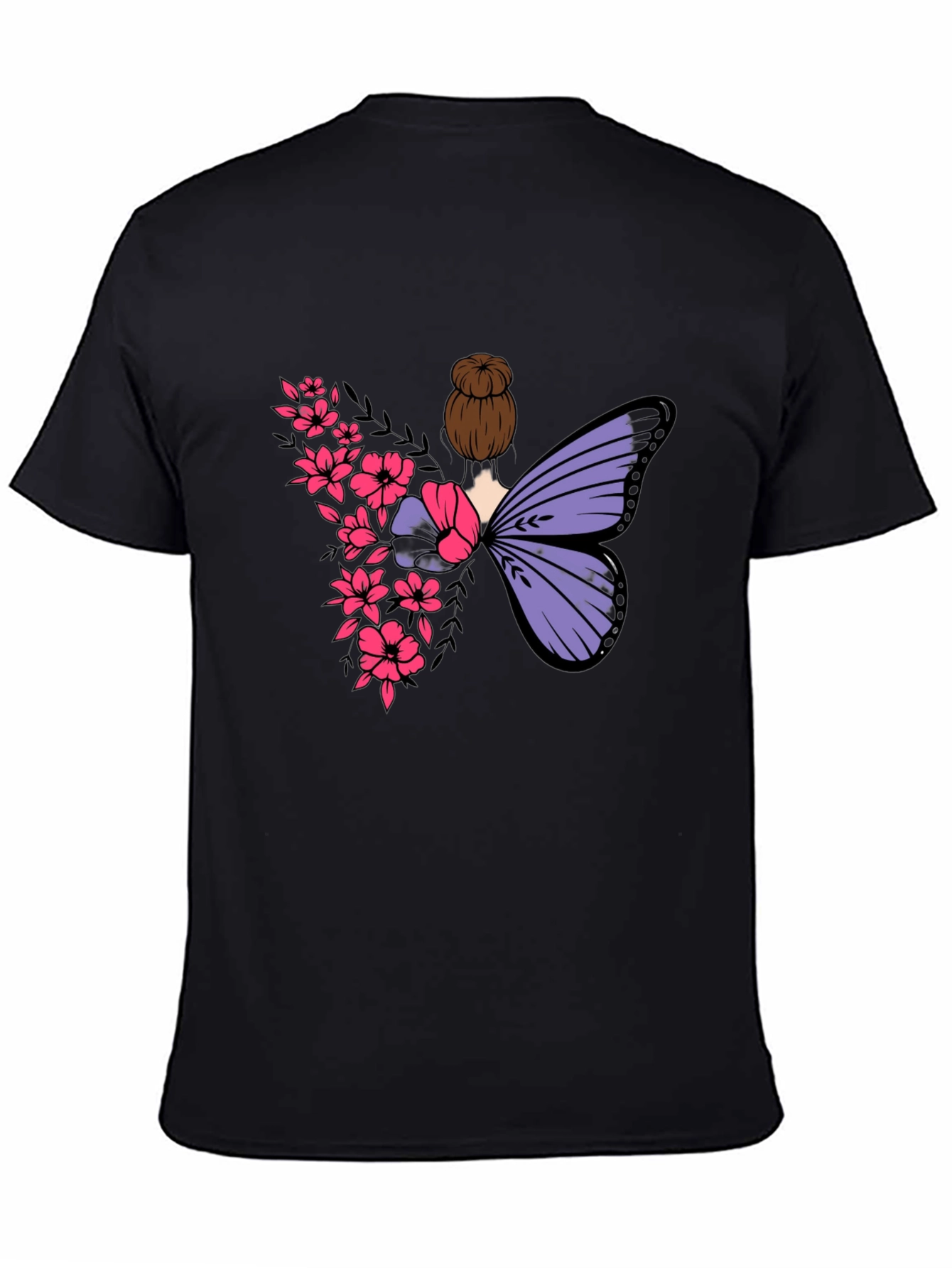 Butterfly Floral Graphic Tee - Mens Black T-Shirt