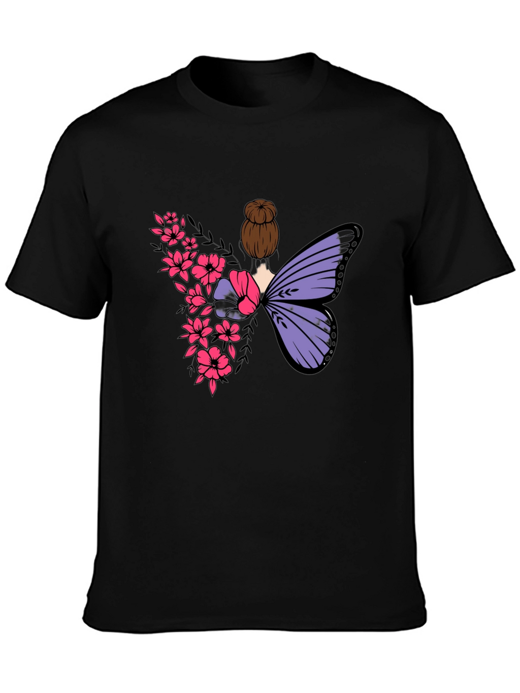 Butterfly Floral Graphic Tee - Mens Black T-Shirt