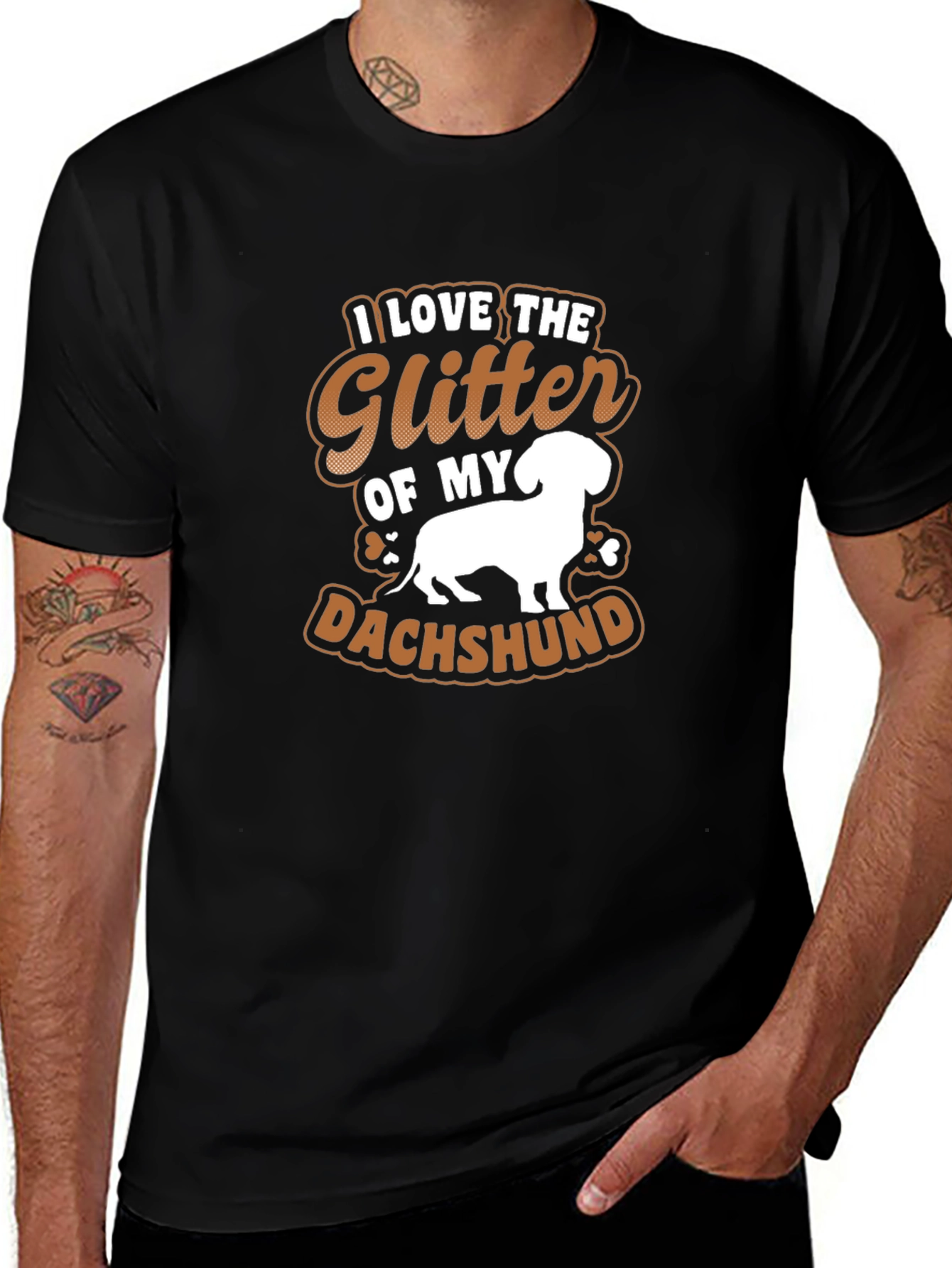 I Love the Glitter of My Dachshund Black T-Shirt