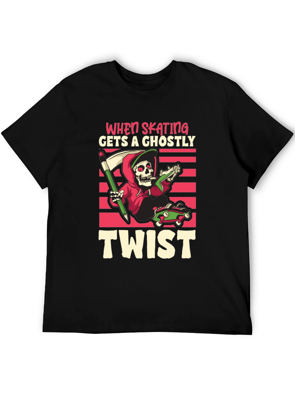 Skateboarding Grim Reaper T-Shirt: Ghostly Twist