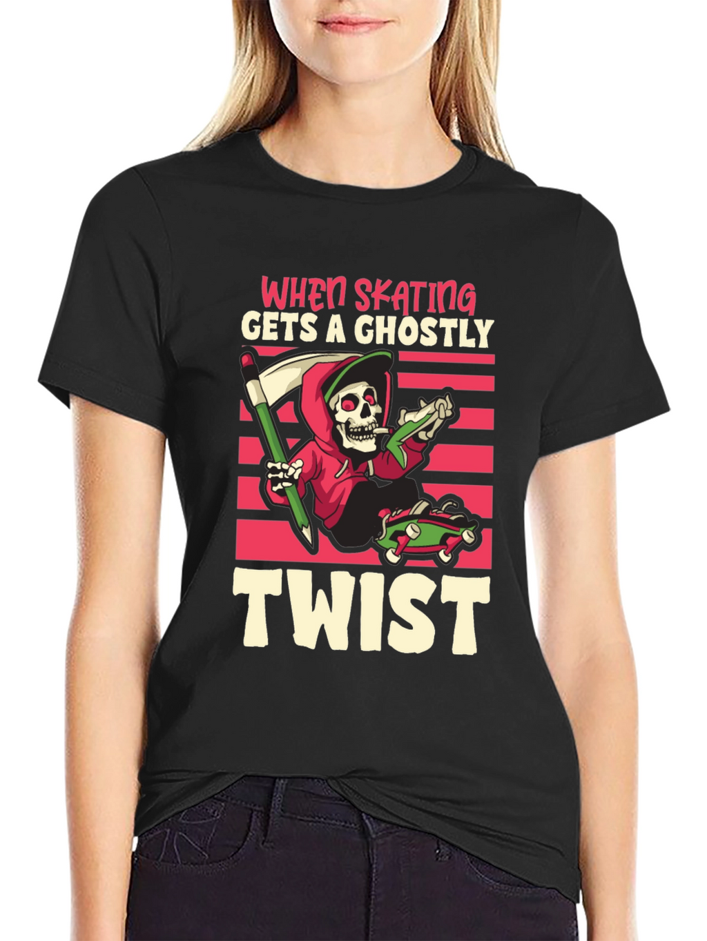 Skateboarding Grim Reaper T-Shirt: Ghostly Twist