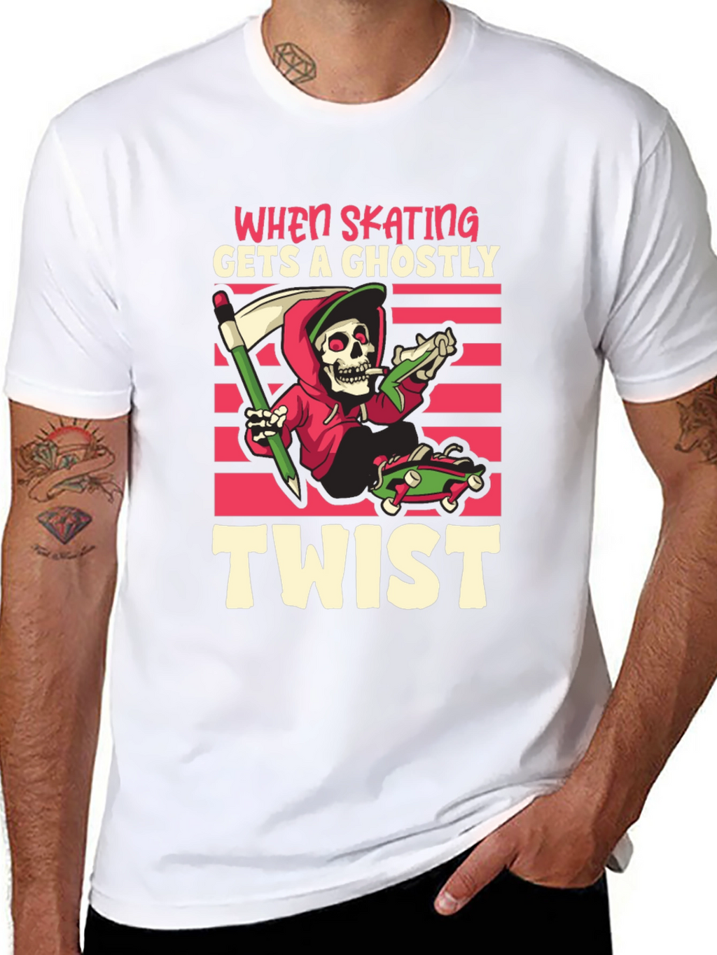 Skateboarding Grim Reaper T-Shirt: Ghostly Twist