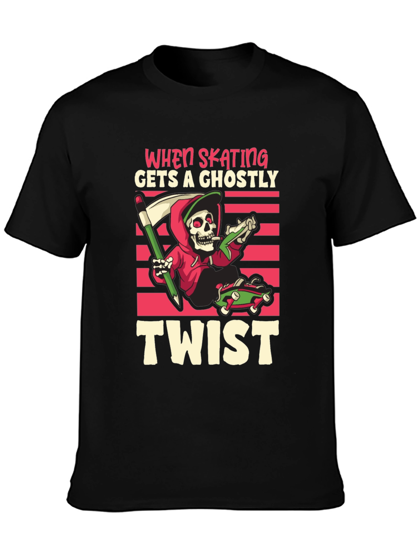 Skateboarding Grim Reaper T-Shirt: Ghostly Twist