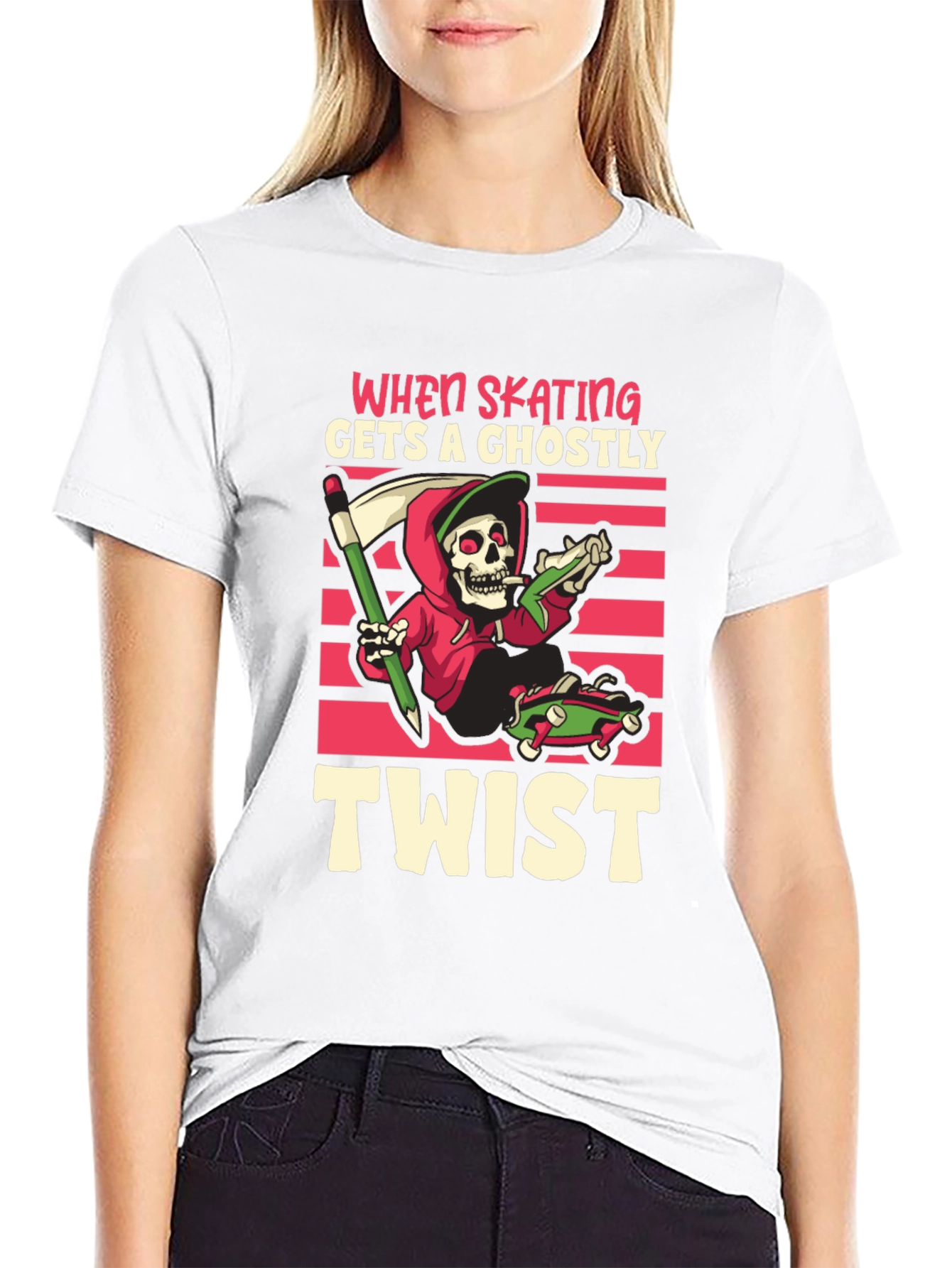 Skateboarding Grim Reaper T-Shirt: Ghostly Twist
