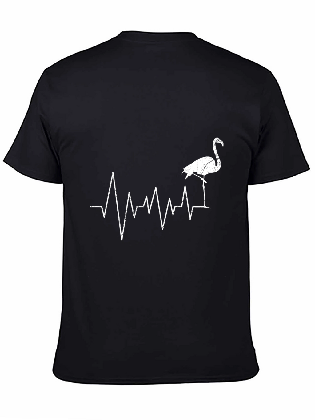 Flamingo Heartbeat Graphic Tee - Black Cotton