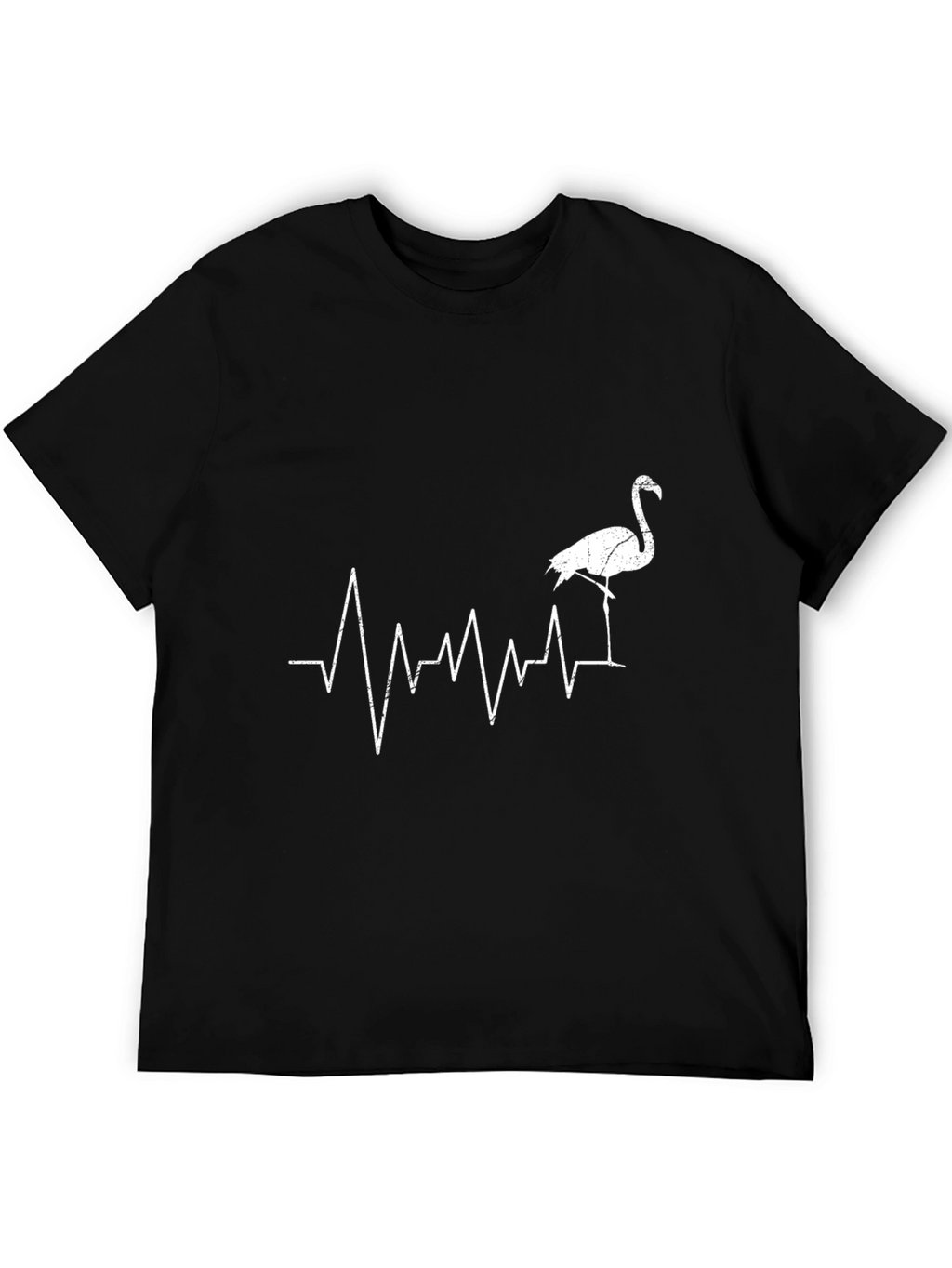 Flamingo Heartbeat Graphic Tee - Black Cotton