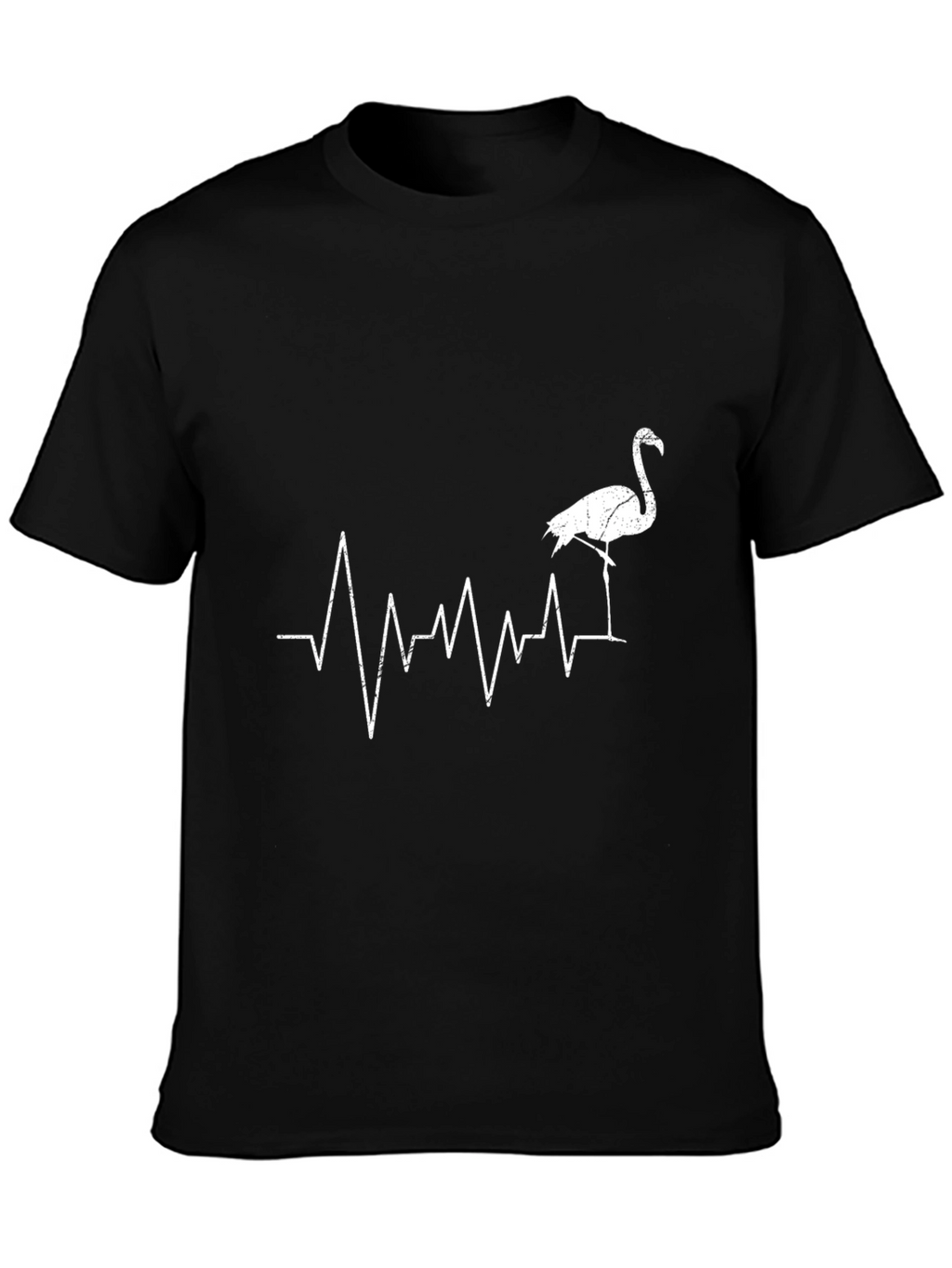 Flamingo Heartbeat Graphic Tee - Black Cotton