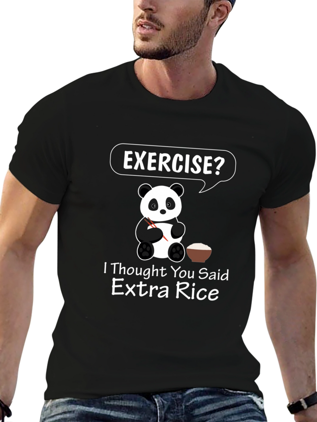 Funny Panda Extra Rice Graphic T-Shirt