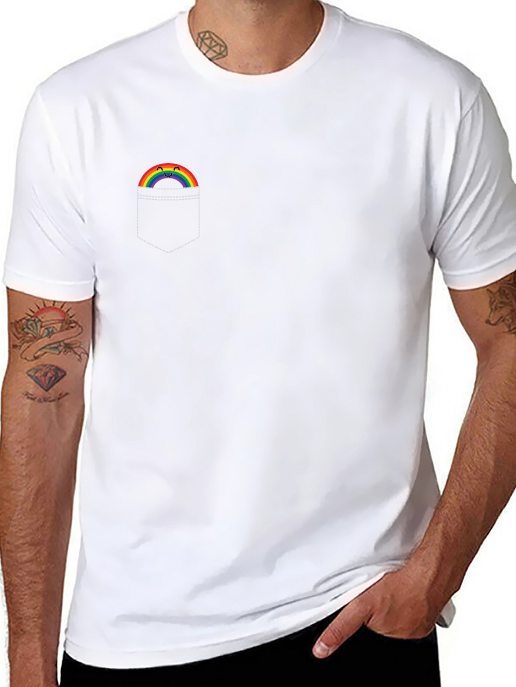 Rainbow Pocket Graphic T-Shirt - Soft Cotton Tee