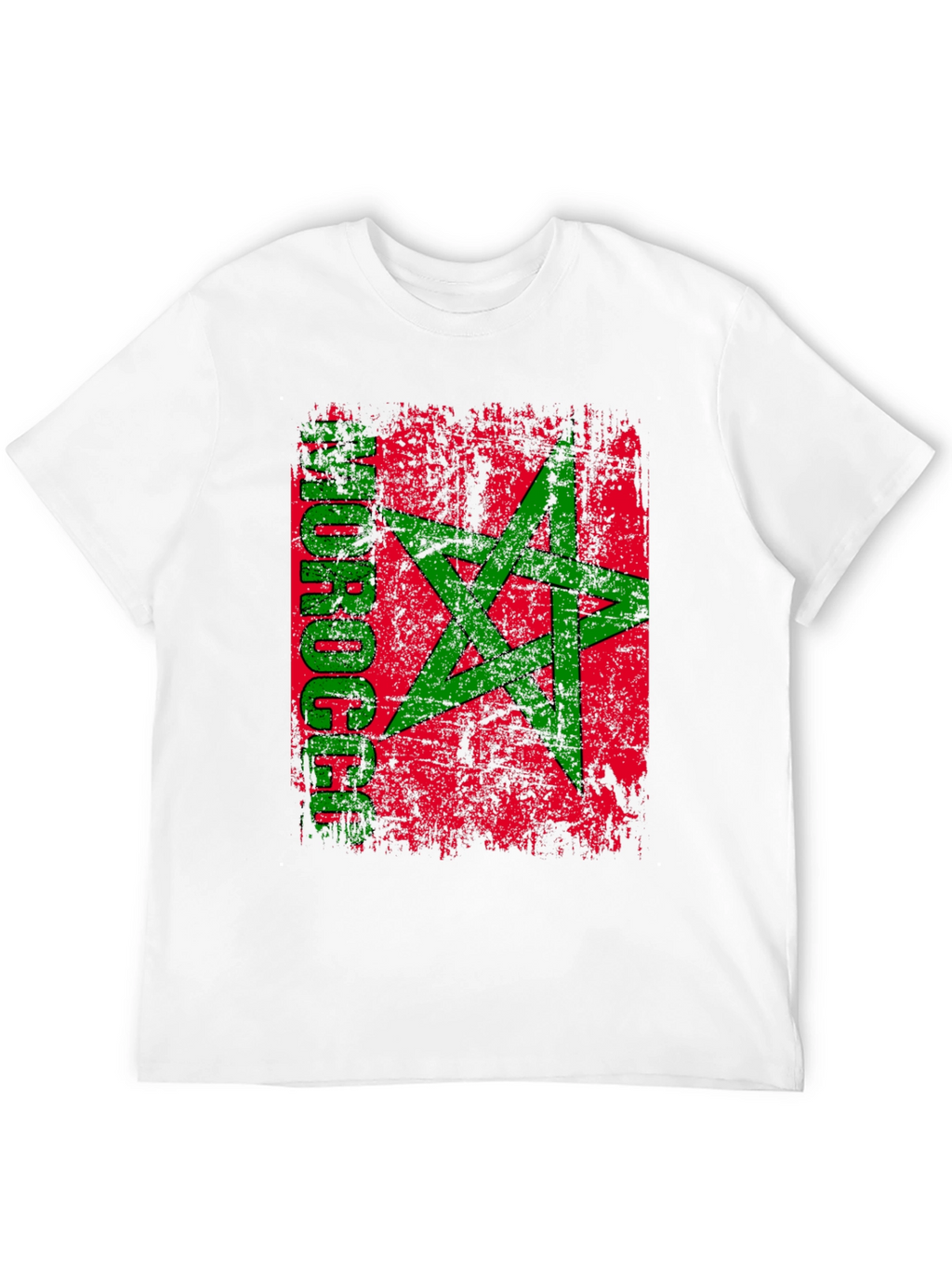 Morocco Flag Distressed Graphic T-Shirt