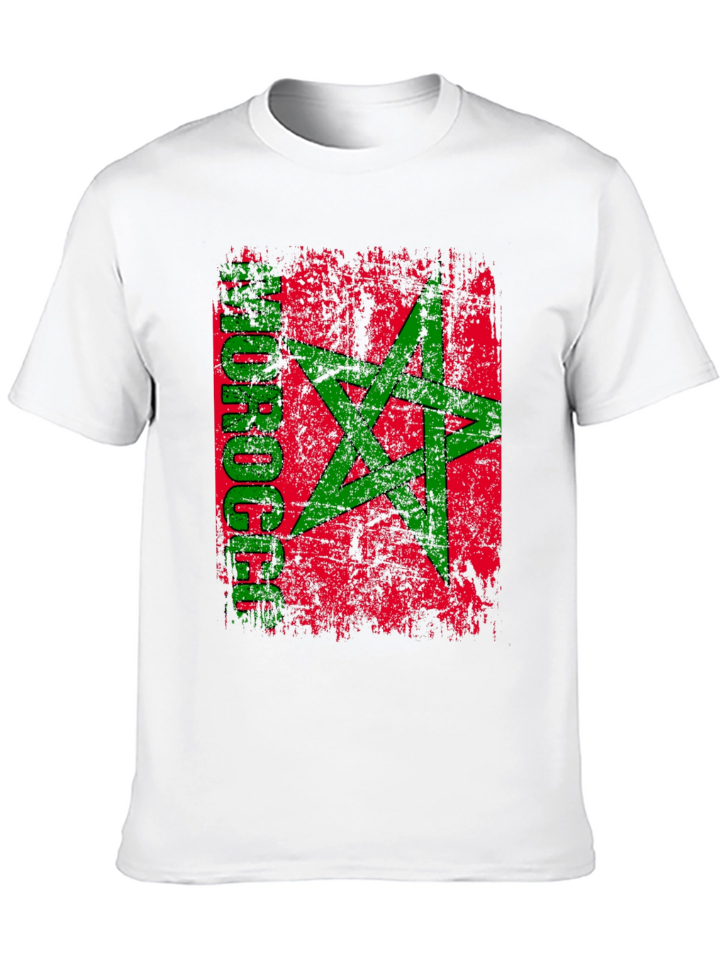 Morocco Flag Distressed Graphic T-Shirt