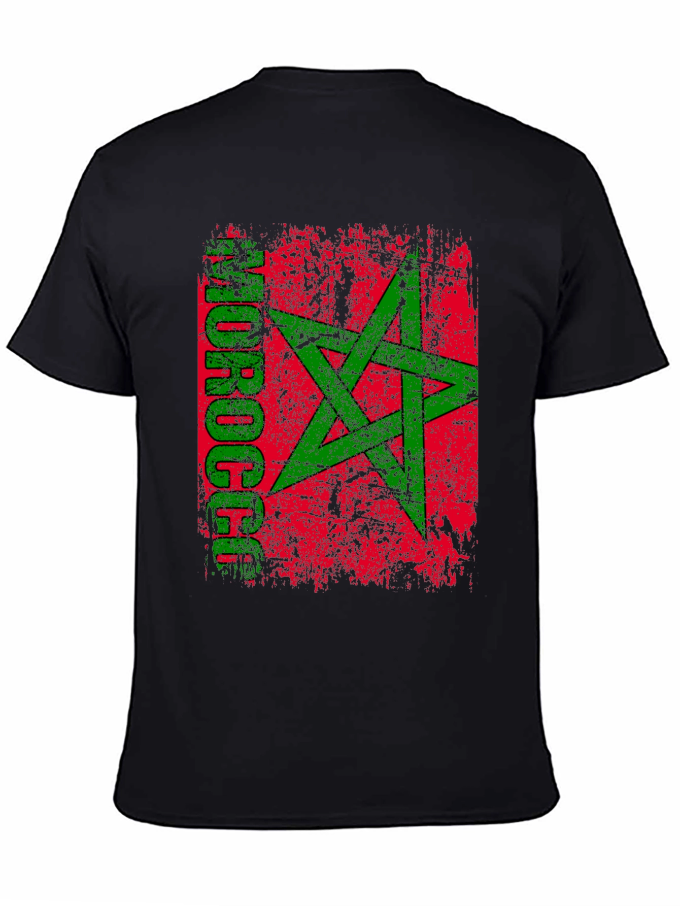 Morocco Flag Distressed Graphic T-Shirt