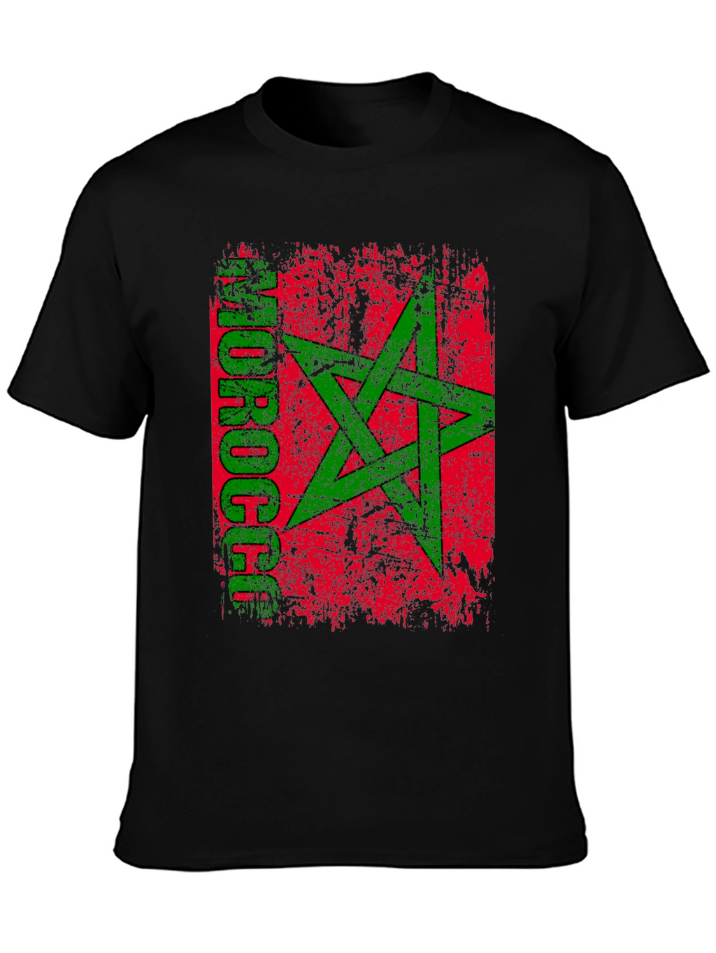 Morocco Flag Distressed Graphic T-Shirt