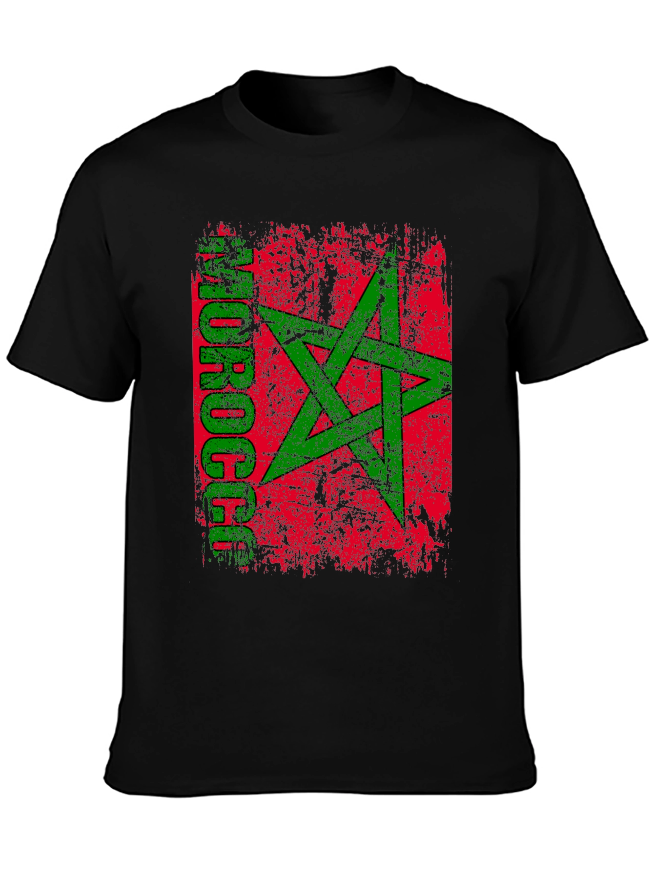 Morocco Flag Distressed Graphic T-Shirt