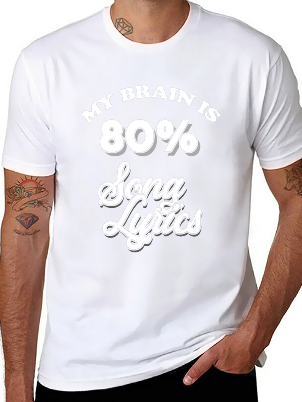 My Brain Is 80% Song Lyrics Black T-Shirt