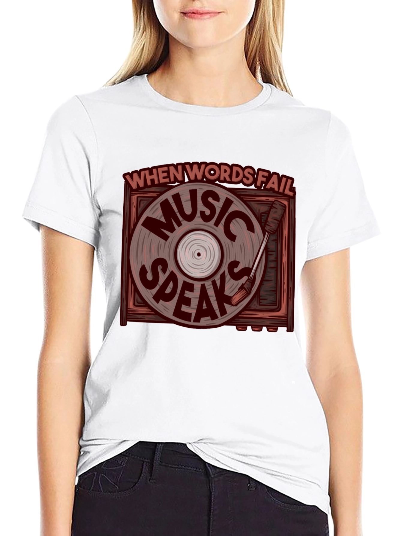 Music Speaks Graphic Tee - Vinyl Record Design