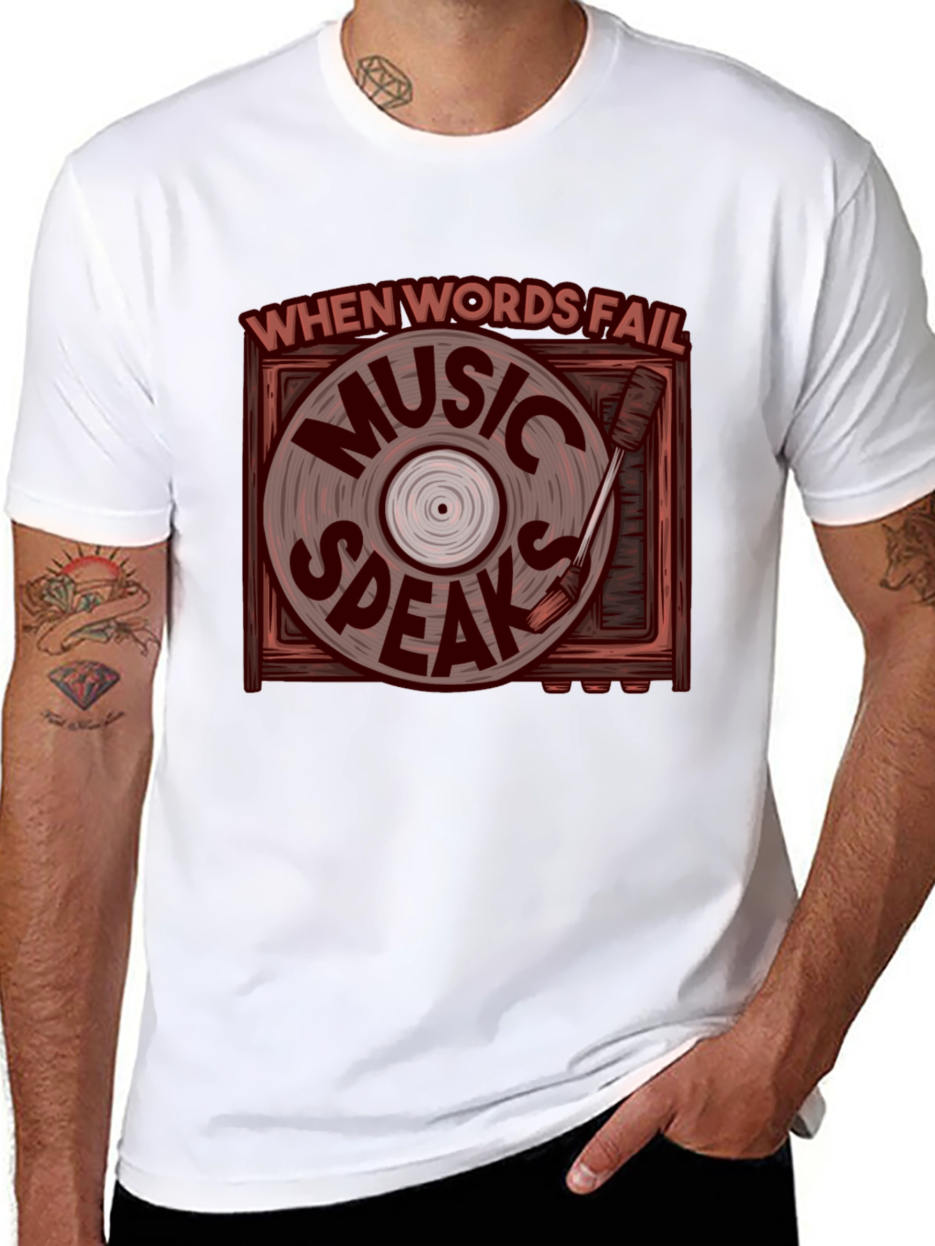 Music Speaks Graphic Tee - Vinyl Record Design