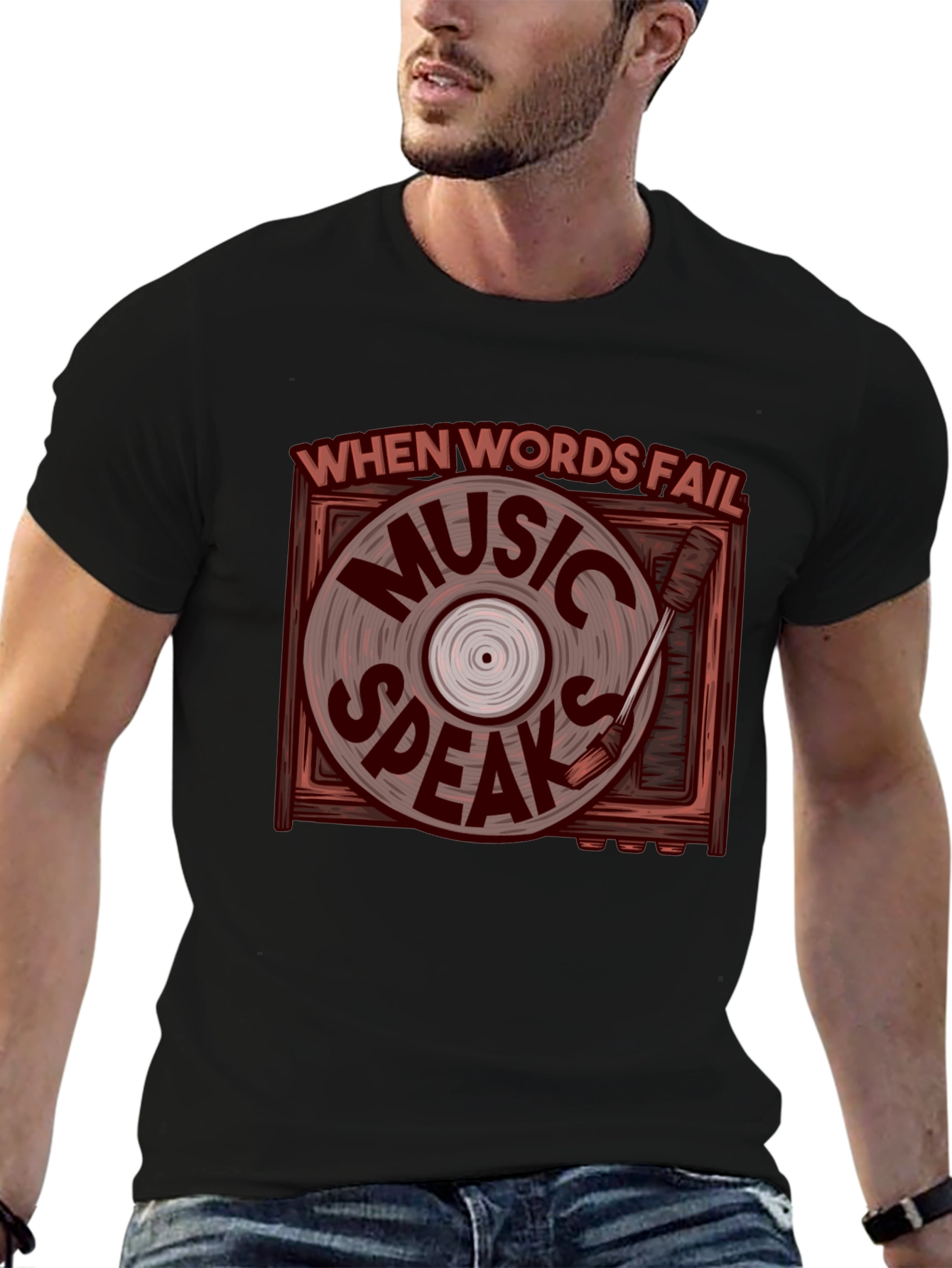 Music Speaks Graphic Tee - Vinyl Record Design
