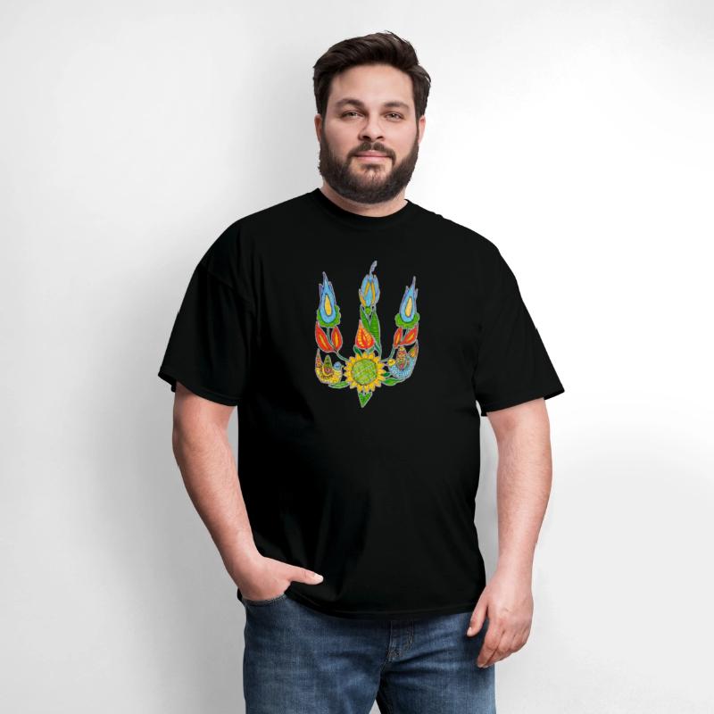 Ukrainian trident, Floral pattern, UA symbol.