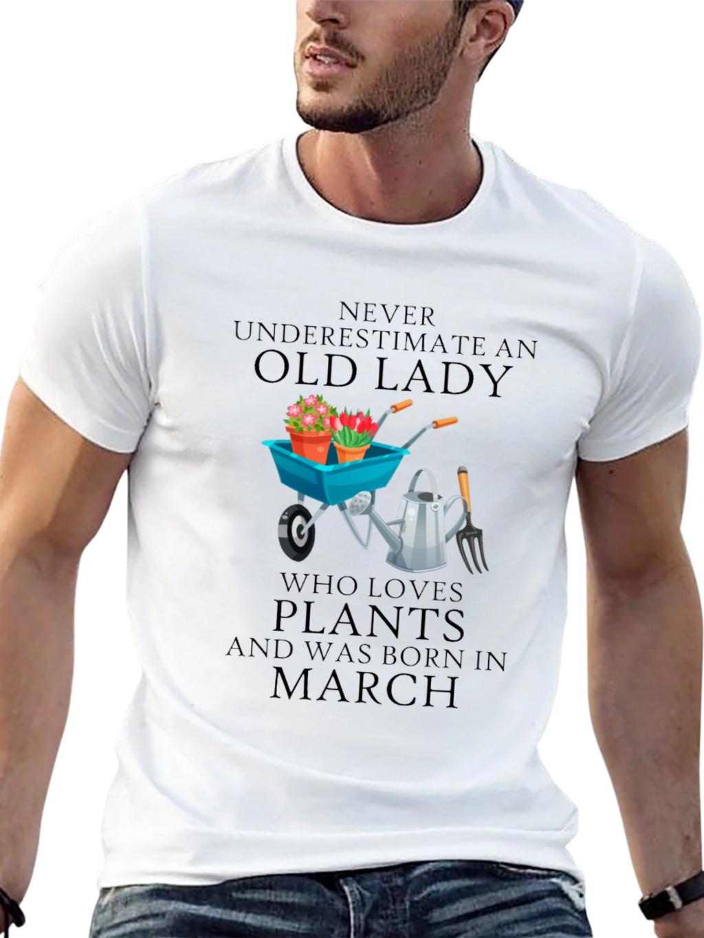 Old Lady Who Loves Plants - March Birthday T-Shirt