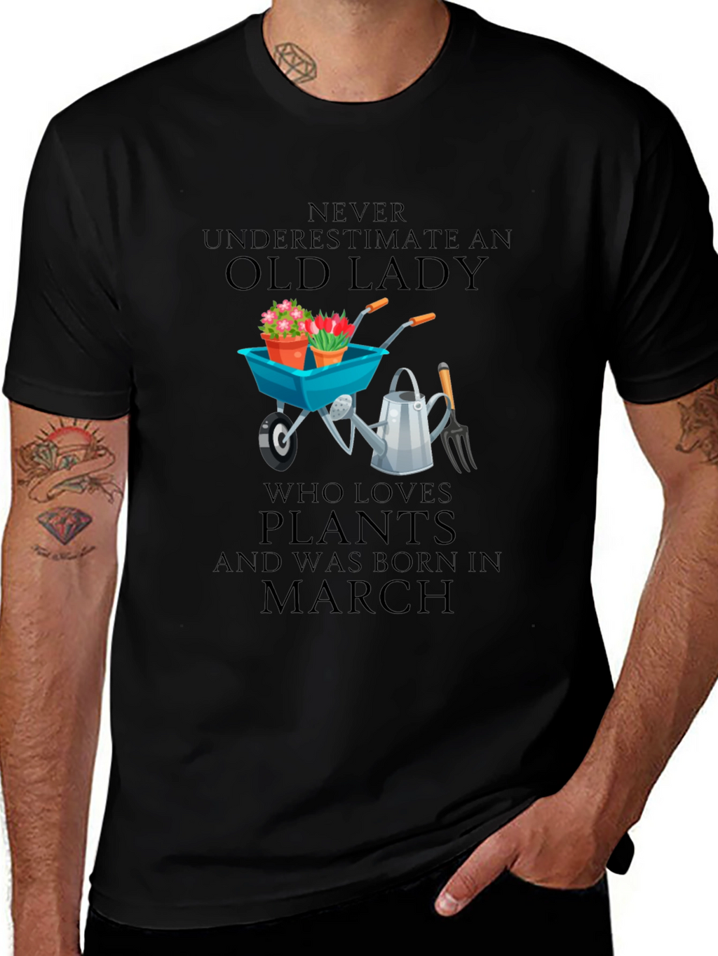 Old Lady Who Loves Plants - March Birthday T-Shirt
