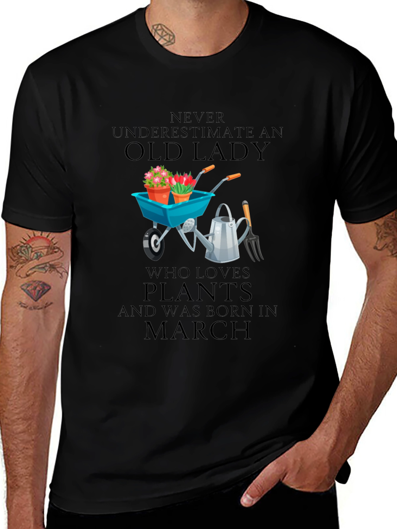 Old Lady Who Loves Plants - March Birthday T-Shirt