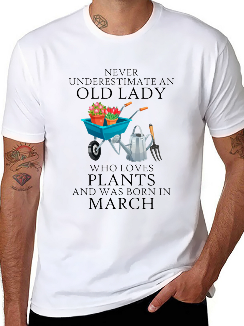Old Lady Who Loves Plants - March Birthday T-Shirt